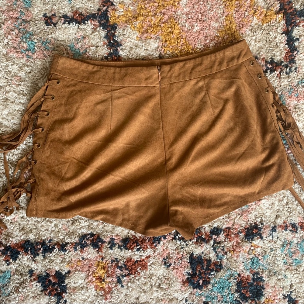 High-Wasted Brow Suede Shorts